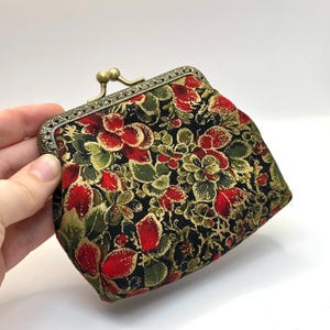 Sac à main pour petite fille, fermoir de porte-monnaie, porte-monnaie à cadre, sac à main à fermoir baiser, joli portefeuille fait à la main, portefeuille en tissu kisslock, cadeau de Noël pour les filles