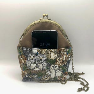 Vintage shiny black leather crossbody pouch kiss clasp bag ^^^