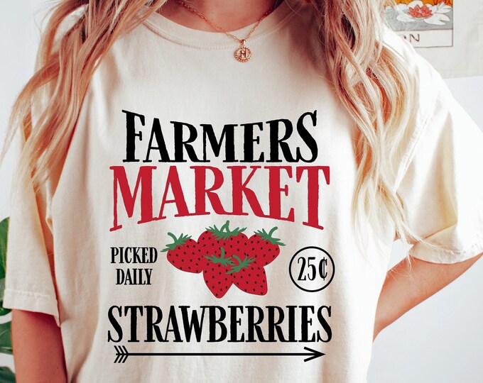 Vintage strawberry farmers market baby tee