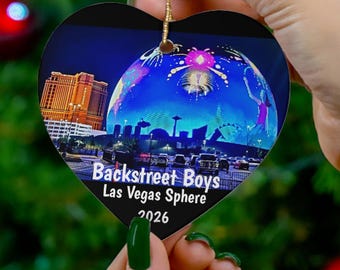 Las Vegas Custom Sphere Backstreet Boys Heart Shape Christmas 2026 Ornament, Beautiful Unique Design, Vivid Colors