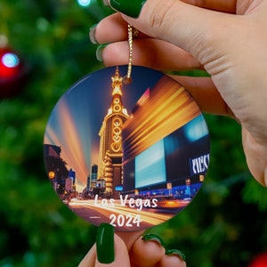 Las Vegas CUSTOM Christmas Ornament, Unique Las Vegas Memento, Personalized Las Vegas Souvenir, FREE SHIPPING (Big Value) Las Vegas Gift