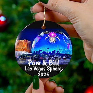 Adorno navideño personalizado con esfera de Las Vegas, recuerdo único con esfera de Las Vegas, usa tus palabras, bonito recuerdo con esfera de Las Vegas, recuerdo con esfera de Las Vegas
