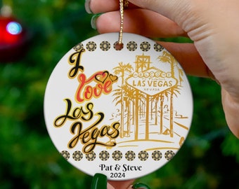 Las Vegas CUSTOM Christmas Ornament, Leuk Vegas Cadeau, Personaliseer Las Vegas Memento, GRATIS VERZENDING (Grote waarde) Vegas Cadeau voor haar, Vegas Moeder