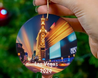 ラスベガスのカスタムクリスマスオーナメント、鮮やかなカラフルなラスベガスの永遠の記念品、鮮やかなお土産