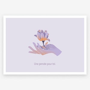 Carte postale, flower, main, une pensée pour toi image 1