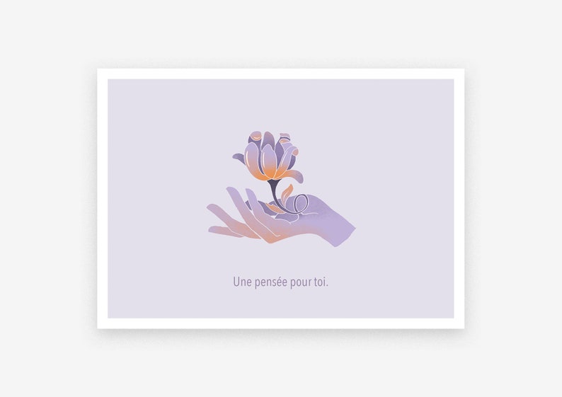 Carte postale, flower, main, une pensée pour toi image 1