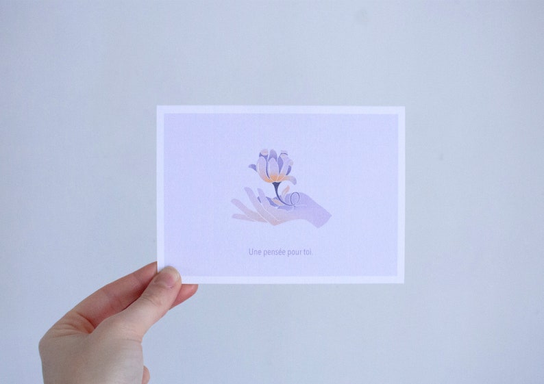Carte postale, flower, main, une pensée pour toi image 3