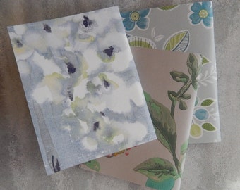 BLUE Mini books, floral book, travel journals, small diary, gift for decorator, set of 3 books, measures 4.5 x 5.5 inches, blank books