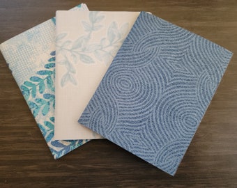 BLUE Mini books, travel journals, small diary, decorative books, set of 3 books, measures 4.5 x 5.5 inches, BLANK books, handmade books