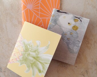 ARANCIONE GIALLO Mini libri, diari di viaggio, piccolo diario, quaderno alimentare, set di 3 libri, misure 4,5 x 5,5 pollici, libri VUOTI