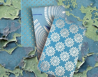 Aqua Blue Mini Notebook Set: Patterned Memo Pads, Unlined (Set of 3)