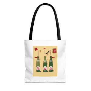 Pasgianos Tote Bag, Sudanese Stylish Reusable Tote, Cute Gift for Music Lovers, Vintage Bottle Design, Cultural Print Gift
