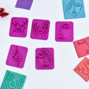 Woman Face Stamp V1 / 5measures/ Polymerclaycutter/ Clay Cutter