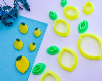 Lemon and Leaf Cutter / 6 sizes / Clay / Polymer Clay / Polymerclaycutter / mold / claycraft
