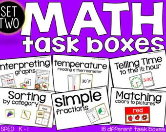 Math Task Boxes: set 2 (grades K-2) with carrying case