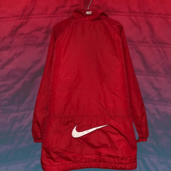 Vintage Nike Sports Jacket insulated double sided center swoosh retro oldschool Red / White Size XXL