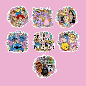 Disney Floral Stickers - Waterproof Stickers for Water Bottles, Laptops, and Phone Cases - Perfect Gifts for Disney Lovers