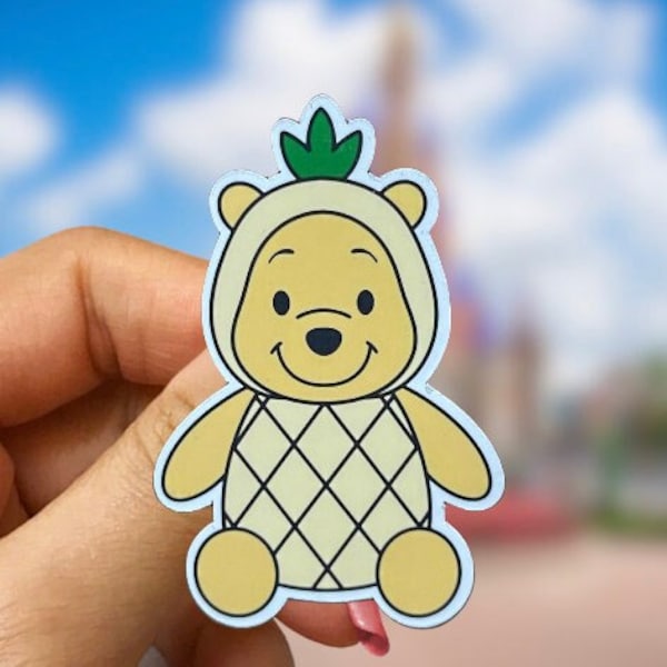 Disney Winnie the Pooh Pineapple Waterproof Sticker-Decal for Journal, Bottle, Phone, laptop