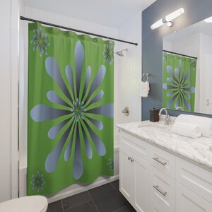 Apple Green Graphic Printed Shower Curtains
