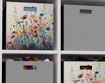 Watercolor Wildflowers Felt Storage Box | Floral Home Décor & Smart Decorative Organizational Tools | Garden Flowers | Color Pop | Foldable