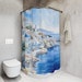 Santorini Greece Shower Curtain - European City Scene Bathroom Decor, Fabric 70x70 Inches With Hooks