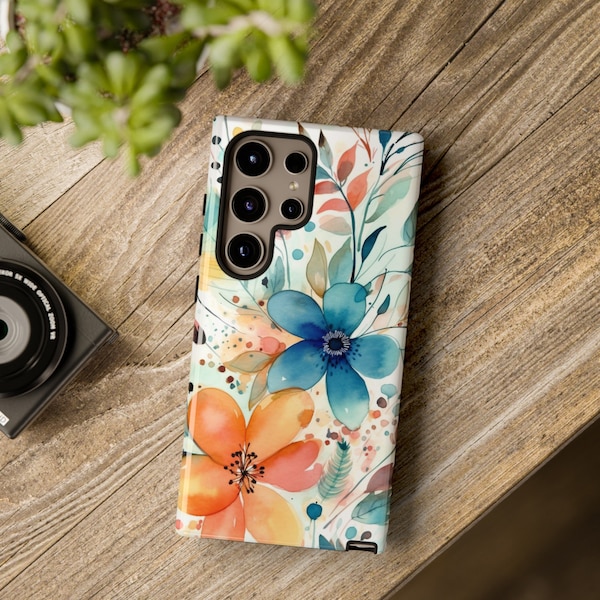 Watercolor Wildflowers Tough Case fits Samsung S24 S23 S22 S21 S20 Plus | iPhone 15 14 13 12 11 Pro Max Mini | Pixel 8 7 6  Floral Aesthetic