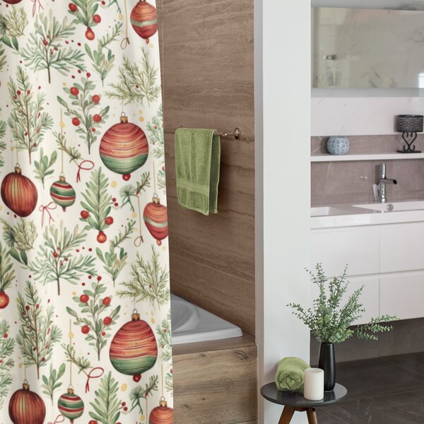 Christmas Shower Curtain Etsy