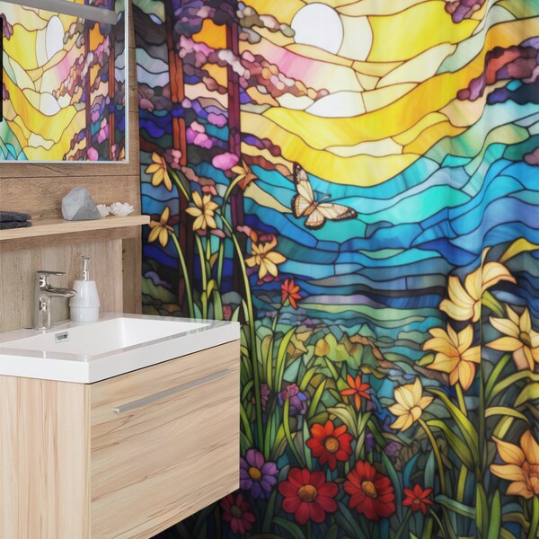 Blue Butterfly Shower Curtain Etsy