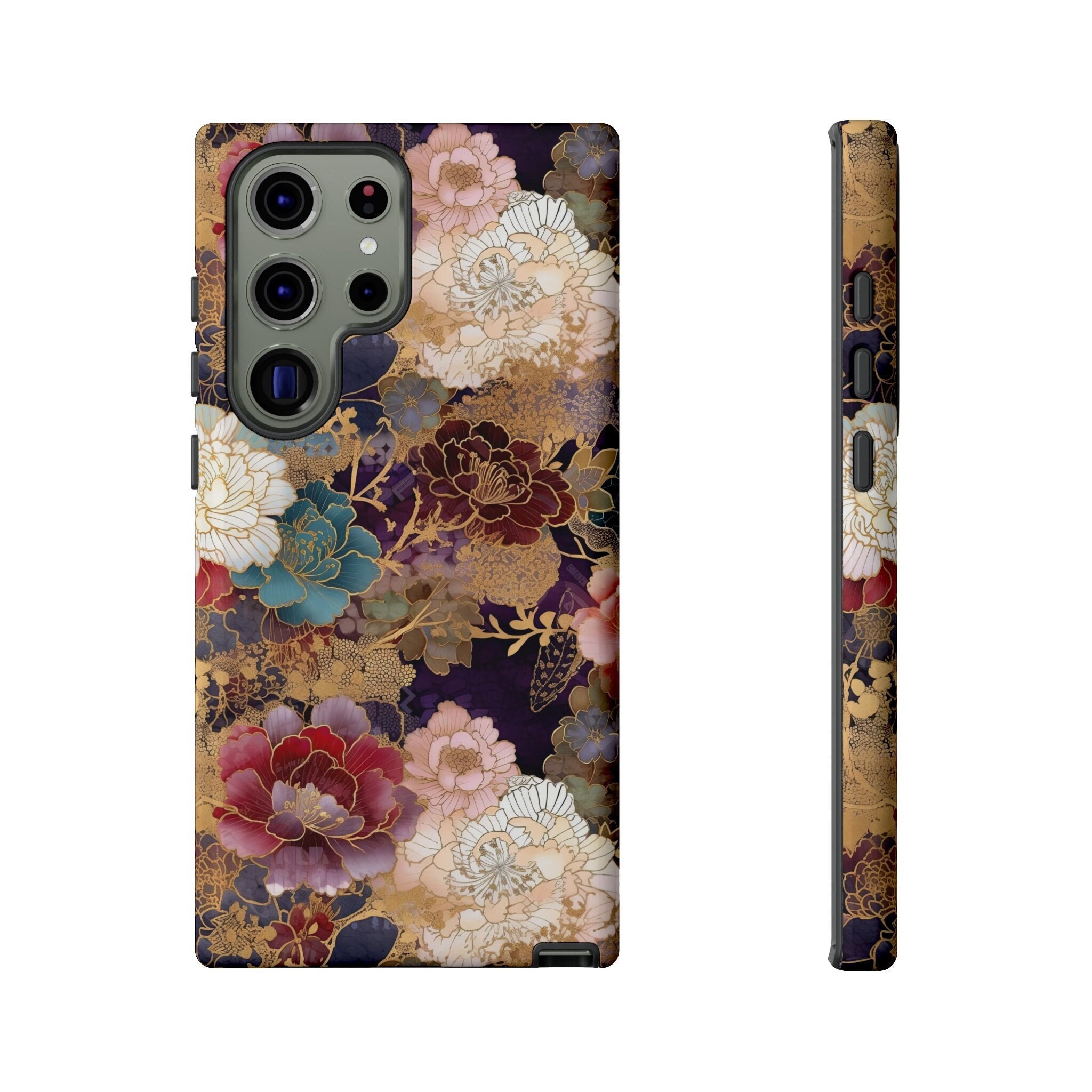 GKK Style-4 For Samsung Galaxy S22 Ultra 5G Flower Pattern