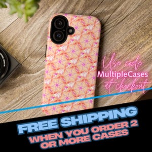 Custodia resistente per telefono compatibile con Galaxy S25 S24 S23 S22 S21 S20 / iPhone 16 15 14 13 12 Pro Max / Pixel 9 8 7 6 5 Mosaico Caleidoscopio Pesca Rosa Corallo