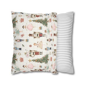 Nutcracker Square Throw Pillow or Cover – Cozy Winter Decor, Pink Beige Ballet Design, Pastel Christmas Cushion | Pinkmas Home Decor Accent image 8