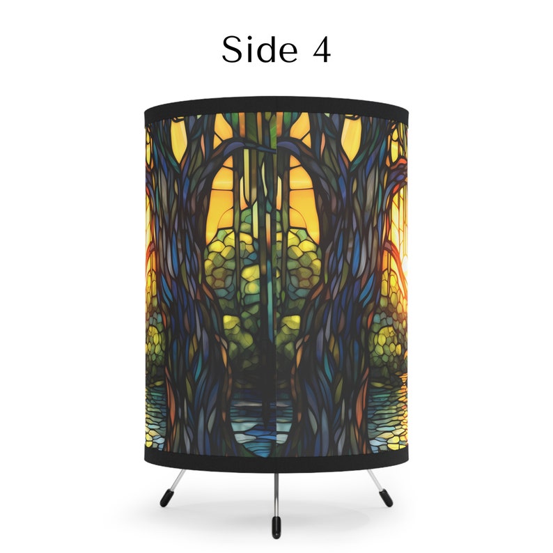 Lampe de table bayou en saule pleureur effet vitrail Paysage coloré au coucher du soleil Éclairage décoratif unique pour la maison Vert Orange Jaune image 6
