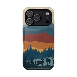 Mountain Americana Magsafe Compatible Tough Phone Case fits iPhone 17 16 15 14 13 Plus Pro Max Air Retro Nature Landscape Stag Deer Outdoors image 8