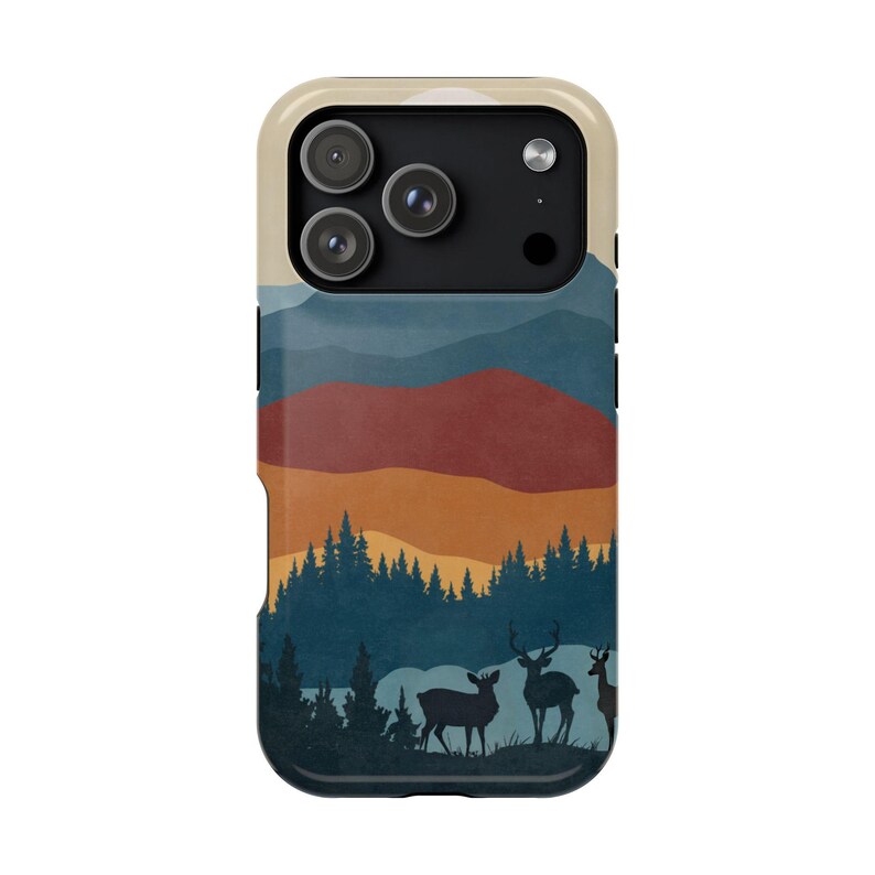Mountain Americana Magsafe Compatible Tough Phone Case fits iPhone 17 16 15 14 13 Plus Pro Max Air Retro Nature Landscape Stag Deer Outdoors image 8