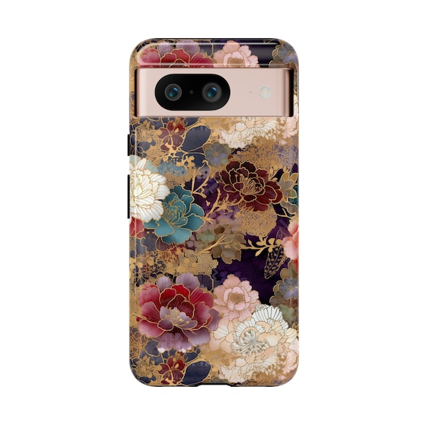 Chiyogami Flowers Tough Phone Case fits Galaxy S24 S23 S22 S21 S20 Plus Ultra | iPhone 15 14 13 12 11 Pro Max Mini  Pixel 8 7 6 Pro Japanese