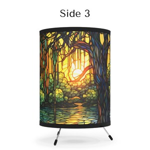 Lampe de table bayou en saule pleureur effet vitrail Paysage coloré au coucher du soleil Éclairage décoratif unique pour la maison Vert Orange Jaune image 5