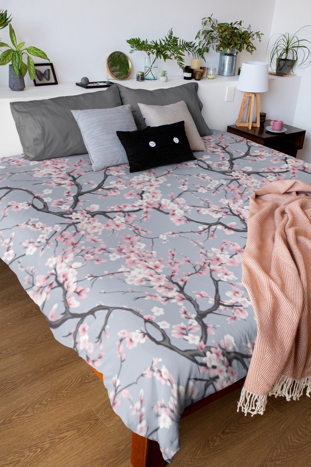 Sakura Tree Cherry Blossoms Duvet Cover Queen Size Bedding King Size