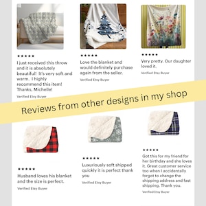May include: Five customer reviews for a soft, cozy throw blanket. The reviews highlight the blanket's softness, warmth, and overall quality. The reviews also mention the blanket's size and the seller's customer service.