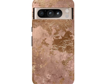 Rose Gold Copper Tough Handyhülle passend für Galaxy S24 S23 S22 S21 S20 Plus | iPhone 15 14 13 12 11 8 Pro Max Mini Pixel 8 7 6 5 Luxus Metallic