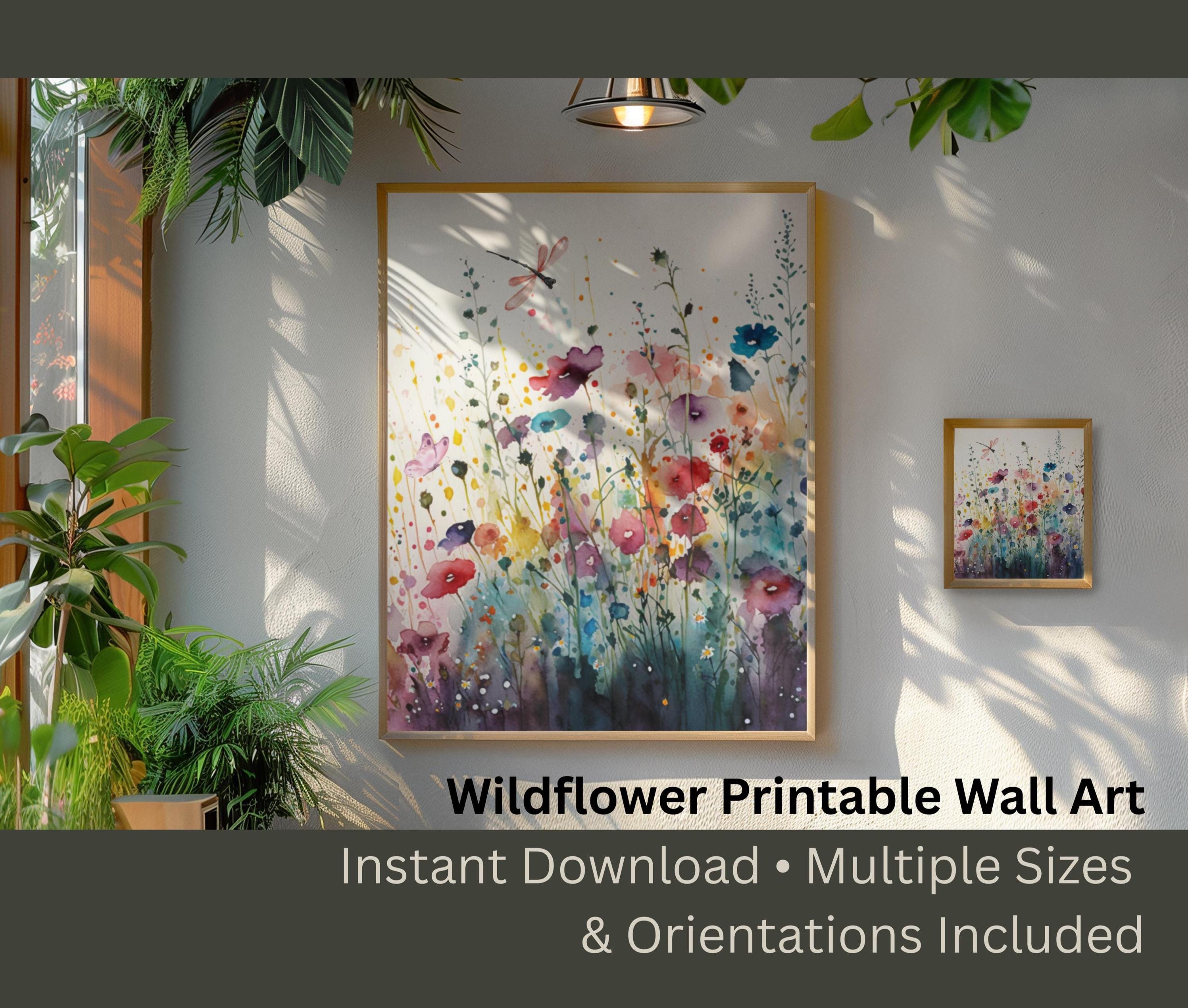 Watercolor Wildflowers Printable Wall Art, Botanical Floral Print ...