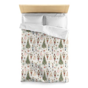 Nutcracker Cotton Duvet Cover - Cozy Winter Decor, Pink Beige Ballet Design, Christmas Bedspread, Kids Twin XL Bedding, Pinkmas Bed Cover image 9