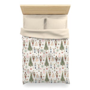 Nutcracker Cotton Duvet Cover - Cozy Winter Decor, Pink Beige Ballet Design, Christmas Bedspread, Kids Twin XL Bedding, Pinkmas Bed Cover image 10