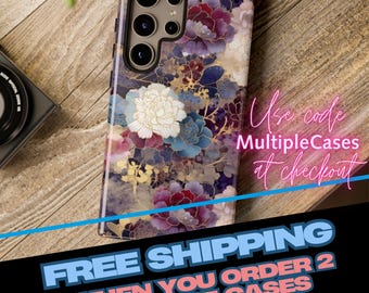 Chiyogami Flowers Tough Phone Case fits Galaxy S25 S24 S23 S22 S21 S20 Plus Ultra | iPhone 16 15 14 13 12 11 Pro | Pixel 9 8 7 6 5 Japanese