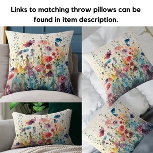 Square Wildflowers Throw Pillow Floral Accent Pillow Cottagecore Home Décor Garden Flowers Posies Pansies Pillowcase Colorful Euro Sham image 9