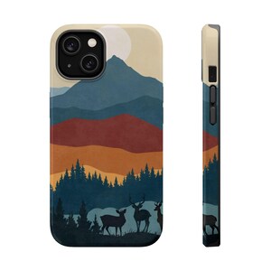 Mountain Americana Magsafe Compatible Tough Phone Case fits iPhone 17 16 15 14 13 Plus Pro Max Air Retro Nature Landscape Stag Deer Outdoors image 2