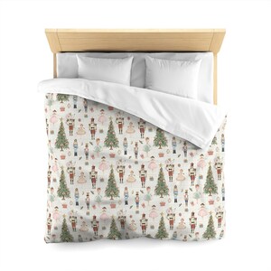 Nutcracker Cotton Duvet Cover - Cozy Winter Decor, Pink Beige Ballet Design, Christmas Bedspread, Kids Twin XL Bedding, Pinkmas Bed Cover image 5