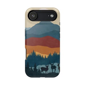 Mountain Americana Magsafe Compatible Tough Phone Case fits iPhone 17 16 15 14 13 Plus Pro Max Air Retro Nature Landscape Stag Deer Outdoors image 6