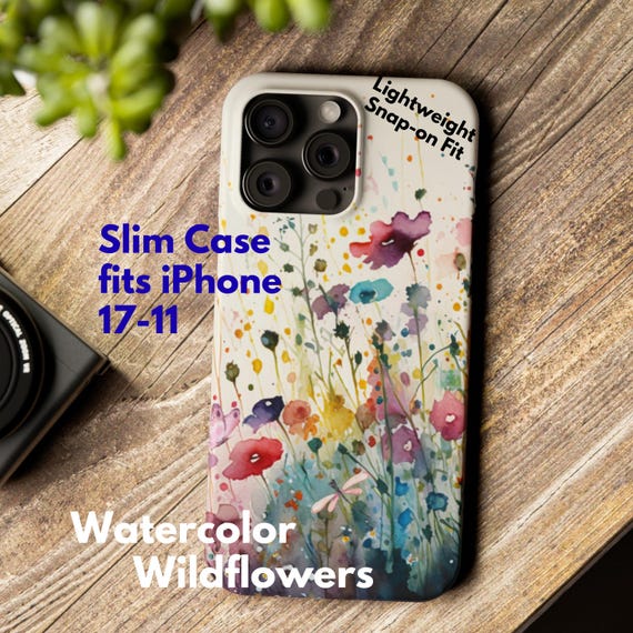 Watercolor Wildflower Slim Phone Case | Thin iPhone Case With Butterfly & Dragonfly - Etsy Watercolor Wildflower Slim Phone Case | Thin iPhone Case With Butterfly & Dragonfly - Etsy