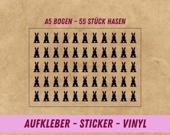 Aufkleber Hasen | 55 Stück | 2 cm hoch | Osterhasen Aufkleber | Osterdekoration  | Aufkleber für Osterei | Aufkleber für Osterkerze | Rub-On