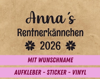 Aufkleber Rente mit Wunschname | Gießkanne Aufkleber Rente | Geschenk Rente | Rentnerkännchen | Aufkleber Ruhestand | Dekoration Gießkanne